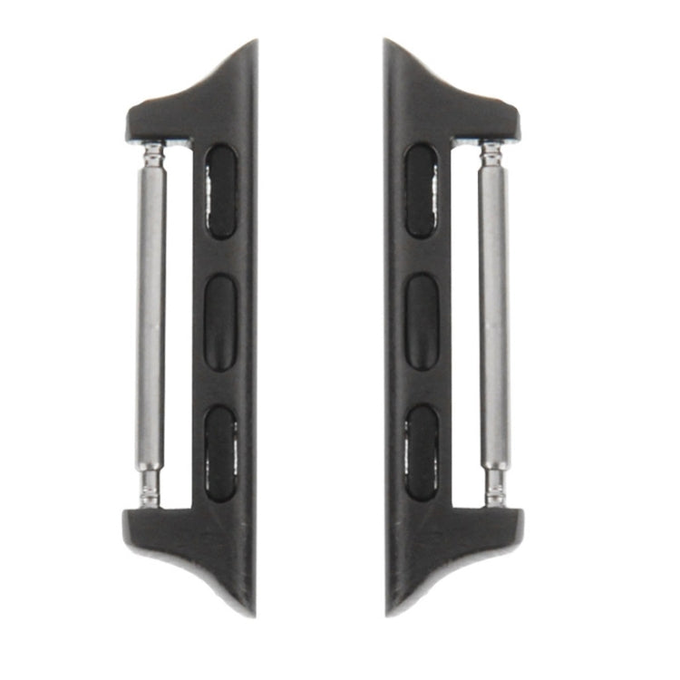 Black metal Apple Watch strap connectors, two-piece set with silver insertion pins