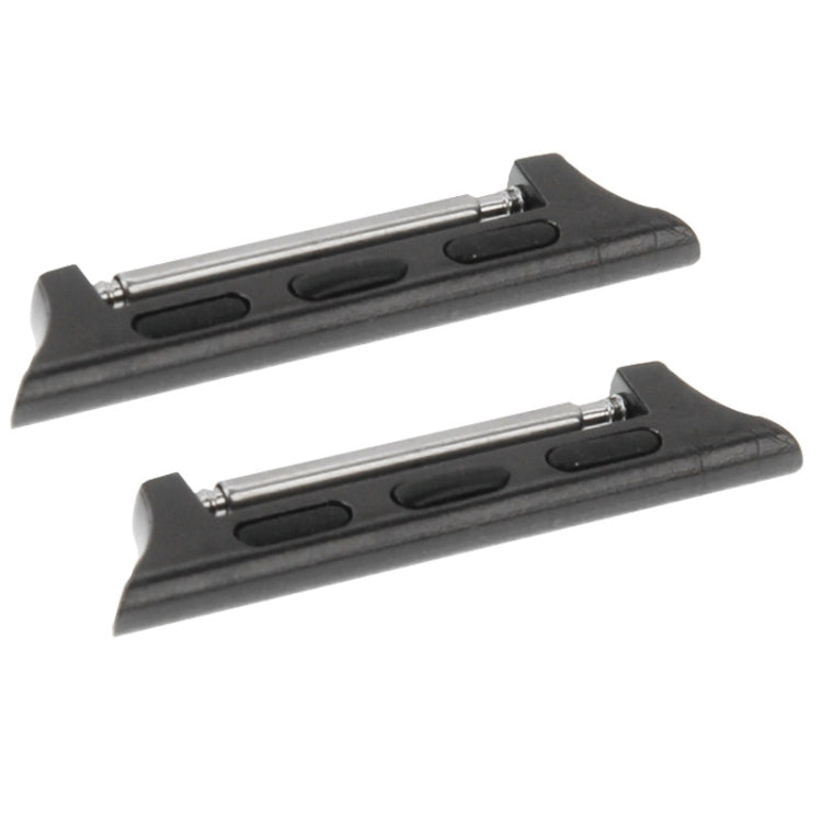 Black metal watch strap connectors with silver pins, two-piece set