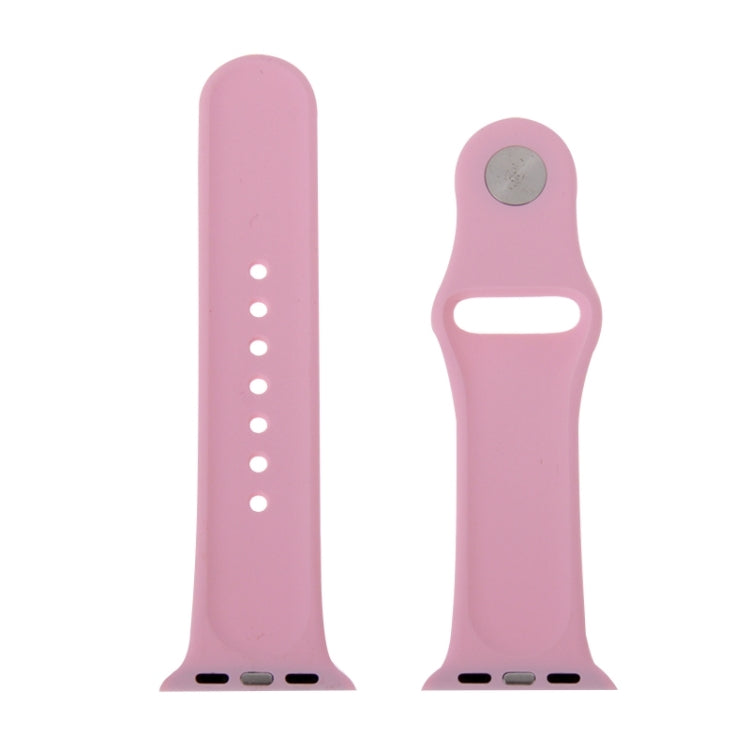 Pink rubber watch band with pin-and-tuck closure, front and back view