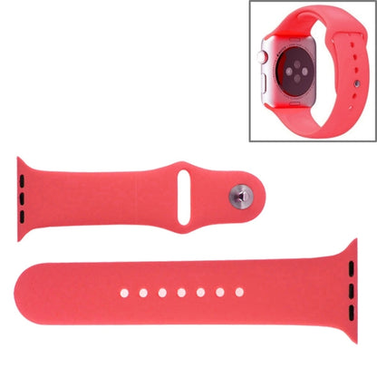 Pink rubber watch band with pin-and-tuck closure and hole rows for Apple Watch 42mm