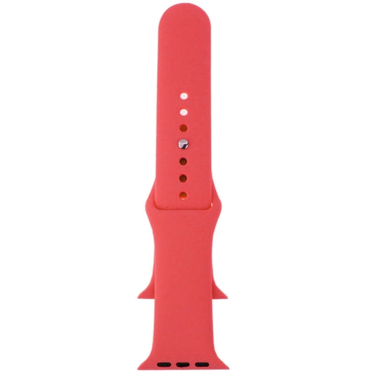 Red rubber watch band with pin-and-tuck holes and underside vent slots