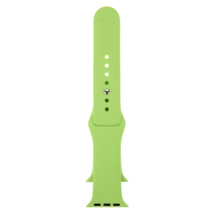 Green rubber Apple Watch band with pin-and-tuck closure, 42mm band with metal pin detail
