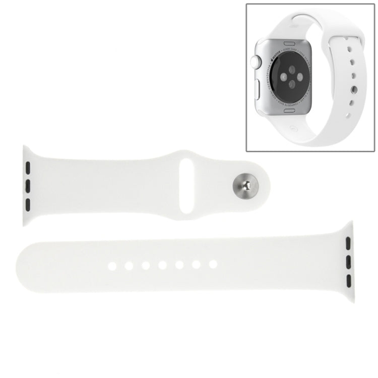 White rubber sport watch band with pin-and-tuck closure, band and end view