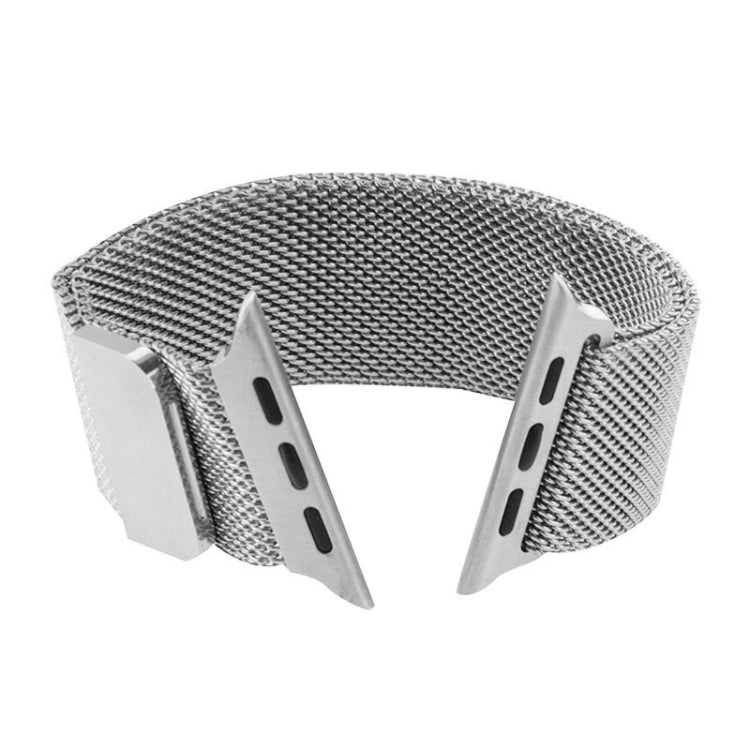Silver milanese loop watch band end connectors with vented metal slots