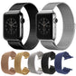 Magnetic stainless steel milanese loop watch band, shown with dark and silver bands