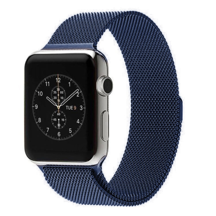Blue Milanese loop magnetic watch band with metal clasp for Apple Watch