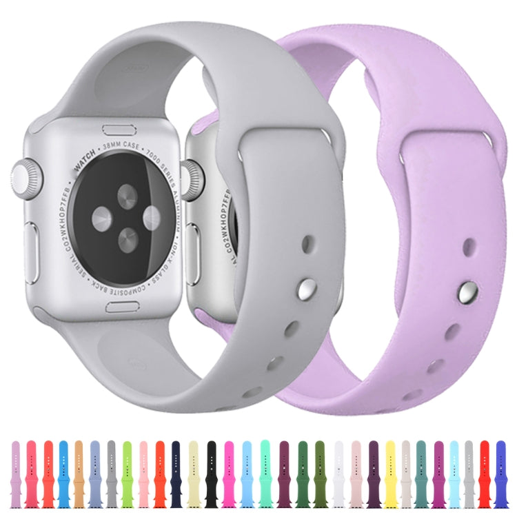 Two-tone rubber Apple Watch band set: light gray and lavender, with pin buckle holes