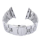 Silver stainless steel watch band with classic buckle, adjustable link bracelet