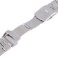 Close-up of stainless steel classic buckle and clasp plate on watch band