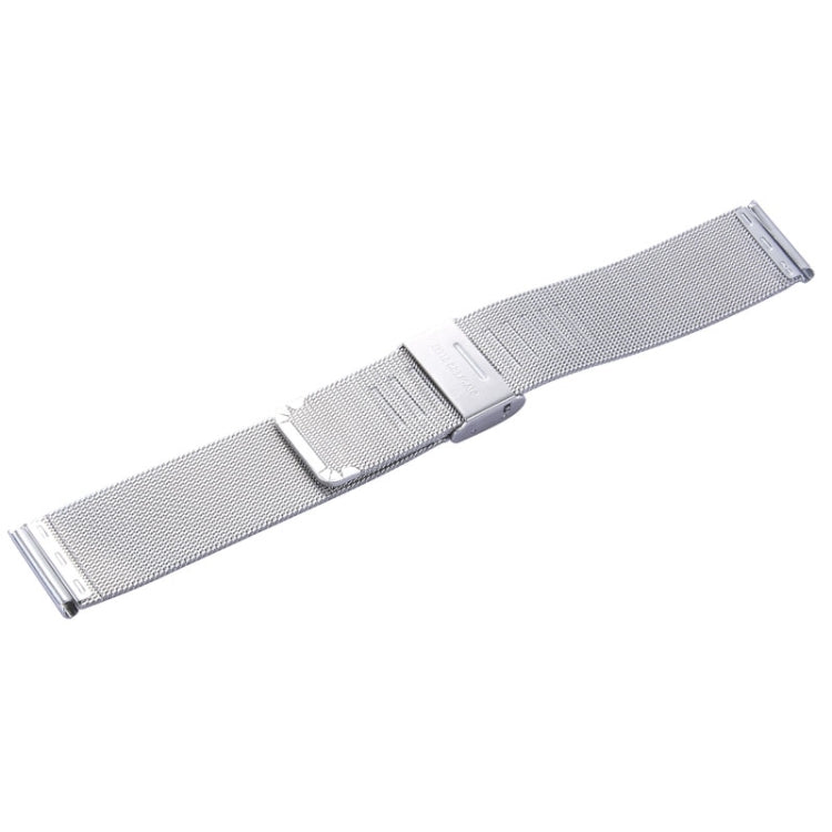 Silver Milanese watch band strap with fold-over clasp, 42mm