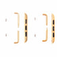 Gold metal strap connector pair with black slot cutouts, two side frames