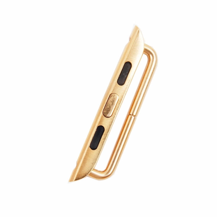 Gold metal strap connector with black cutouts and inner latch bar