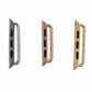 Metal strap connector pair set with silver, rose gold, and gold finishes with black cutouts