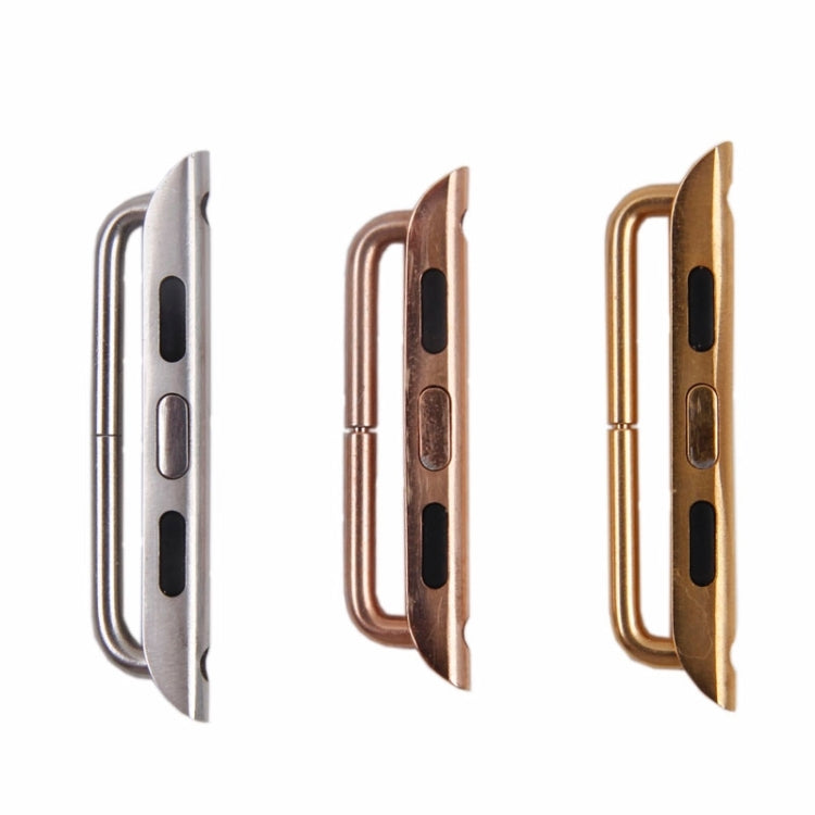 Metal strap connector pair set in silver, rose gold, and gold finishes with black slots