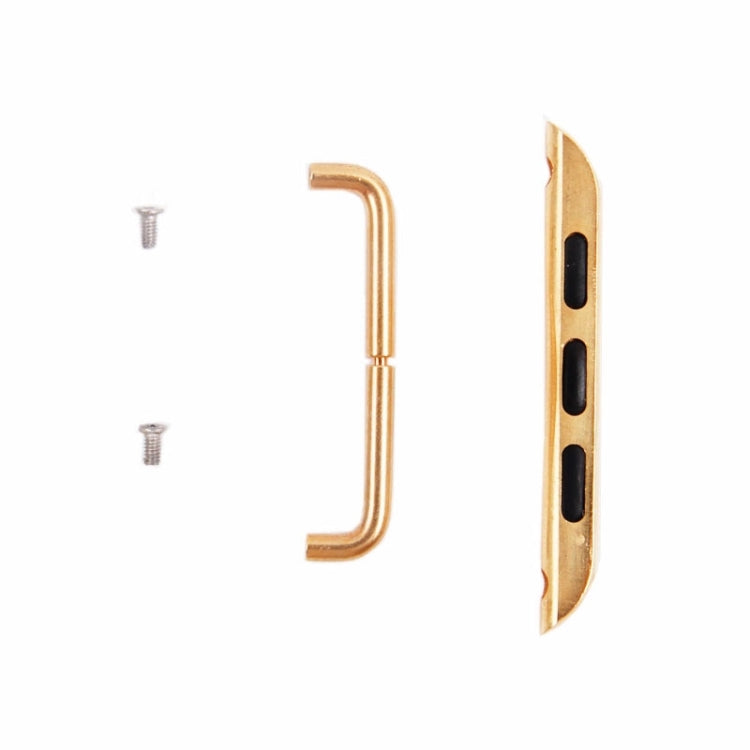 Gold metal strap connector pieces with matching buckle face and screw