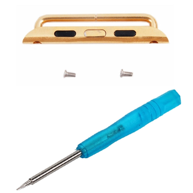 Gold strap connector buckle with two screws and screwdriver