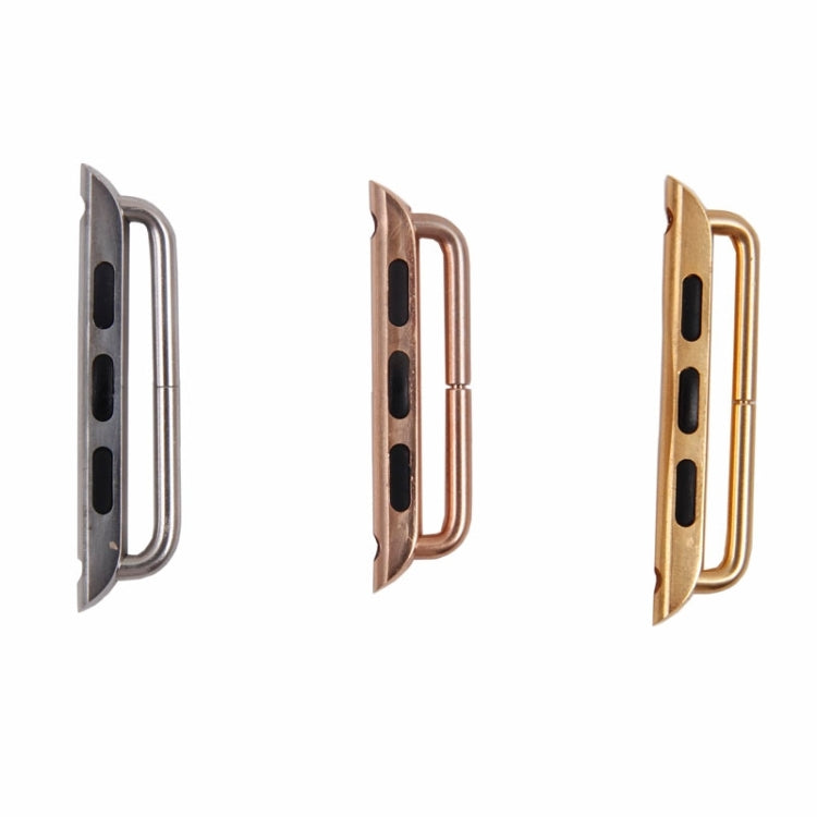 Metal strap connector buckle pair in silver, rose gold, and gold colors