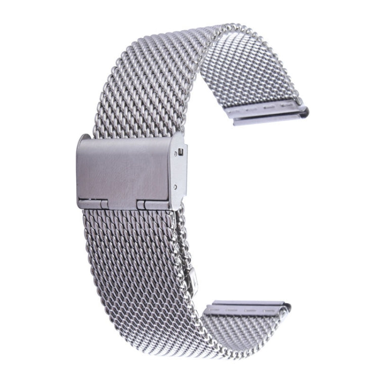 Stainless steel Milanese watch band with folding clasp, silver mesh