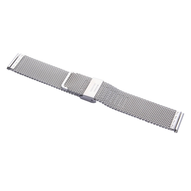 Stainless steel Milanese watch band, silver mesh with rectangular clasp