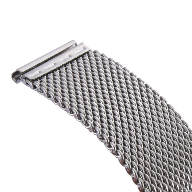 Stainless steel Milanese watch band end with connector slot and pinholes