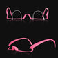 Double eyelid trainer glasses with pink frame, shown with different curves