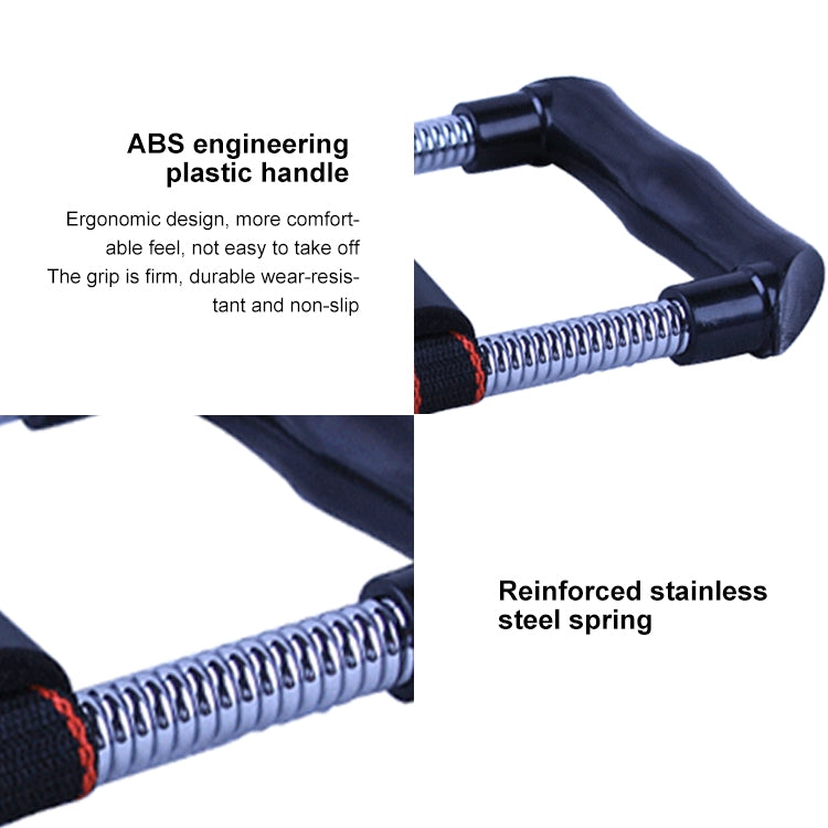 Wrist strength exerciser with black foam handle grips, reinforced chrome springs, black end caps