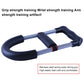 Wrist strength trainer with black foam grips, chrome dual springs, and red fabric band