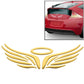 3D car sticker with gold angel wings and center ring, wide multi-layer design