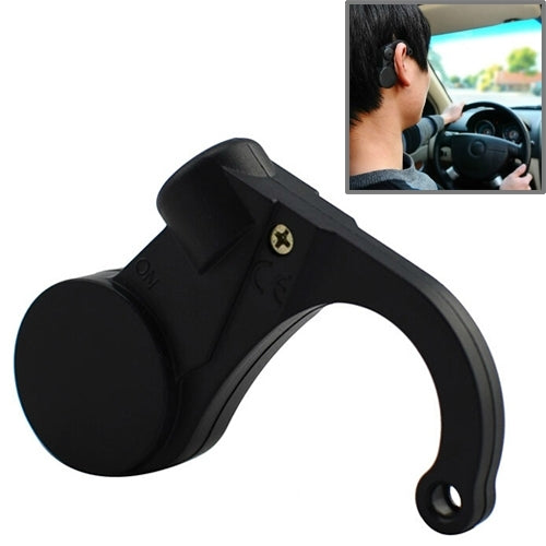 Black car driver alert clip with curved guard and mounting holes