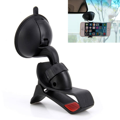Black car phone holder with suction cup mount and adjustable clamp