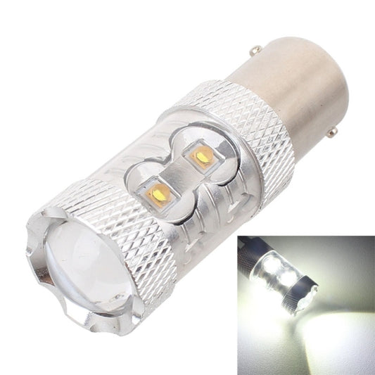 LED car backup light bulb with two silver-lens LED chips and metal housing
