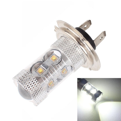 H7 LED fog light bulb with aluminum heat sink and metal base, four LED chips