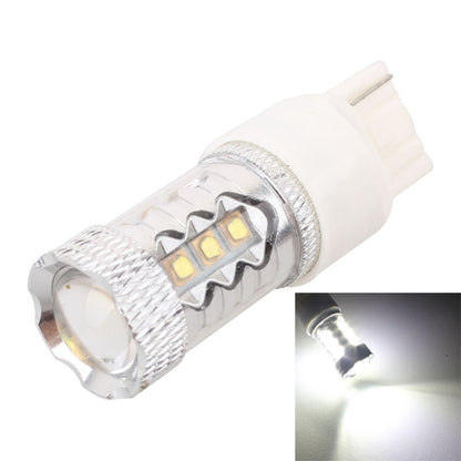 T20 LED fog light bulb with white base and chrome housing, 4 LED chips