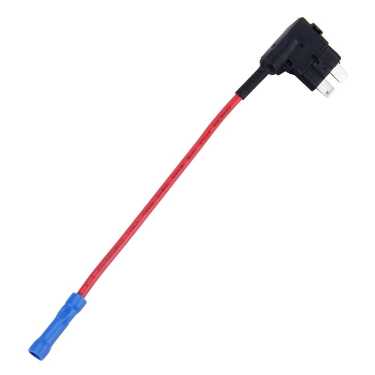 Fuse tap adapter cable with red wire, blue crimp end, and black connector