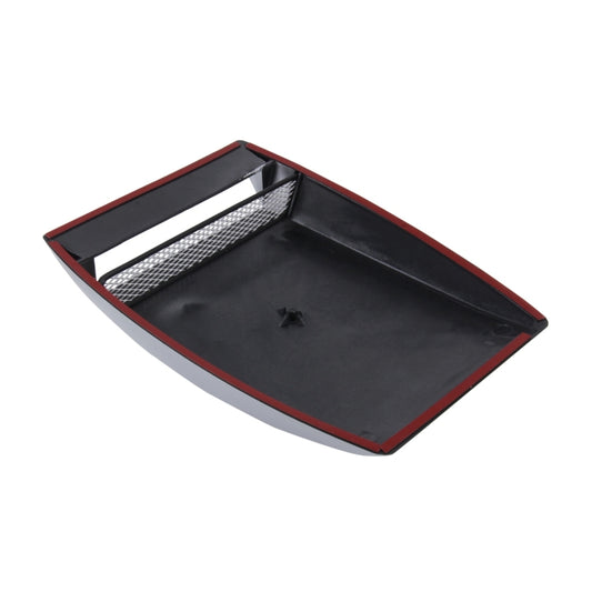 Red-trim air intake bonnet scoop with mesh insert and black interior vent