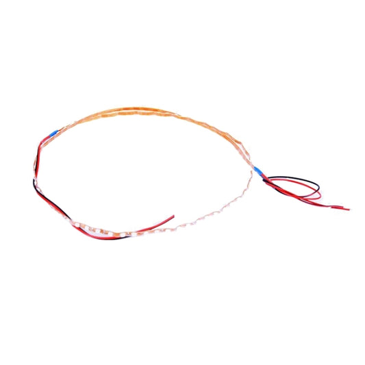 Flexible LED strip light with red and blue wires connected to LED bead strip