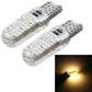 T10 LED car clearance lights, clear silicone bulbs with warm white glow