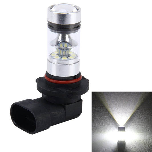 9006 LED bulb with silver housing, black rubber base, clear lens and LED core