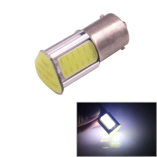 LED COB car brake light bulb with metal base and yellow-tinted lens