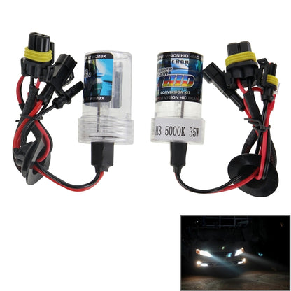 H3 HID xenon headlight conversion kit, single-beam with red/black wiring and bulb caps