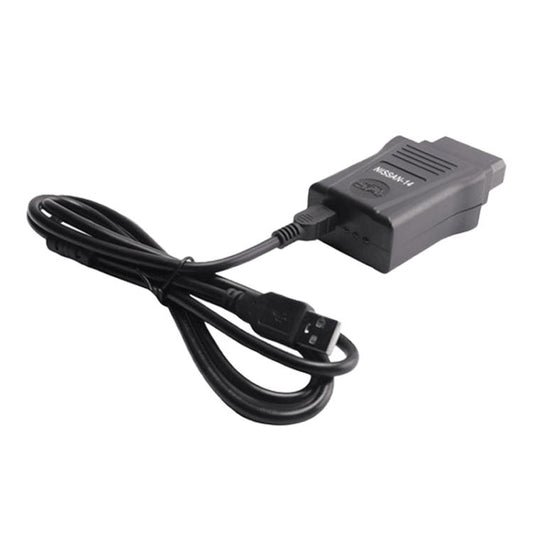 OBDII Nissan-14 diagnostic interface with cable, black adapter with connector ends