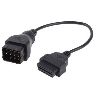 OBD diagnostic adapter cable with 2-pin to 16-pin connectors, black