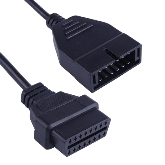 OBDII diagnostic cable, black 12-16 pin connector, GM-style plug, 19cm