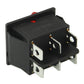 Black rocker switch base with metal pins and side mounting tabs