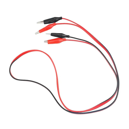 Dual-ended test lead cable with insulated red and black probe clips