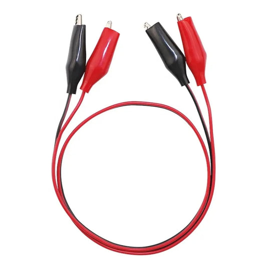 Dual alligator test lead cable with red and black insulated clip ends