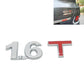 Car emblem badge sticker with raised chrome digits and red T inset detail.