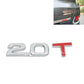 Car emblem badge sticker with raised chrome digits and red T accent, 3D style.
