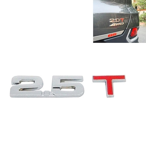Car emblem badge sticker with raised chrome number and red T accent.