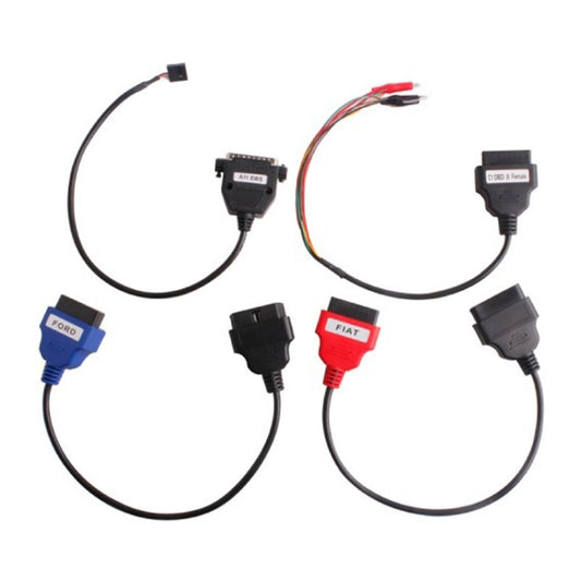 ECU adapter lead set with multiple car diagnostic plugs, assorted colors
